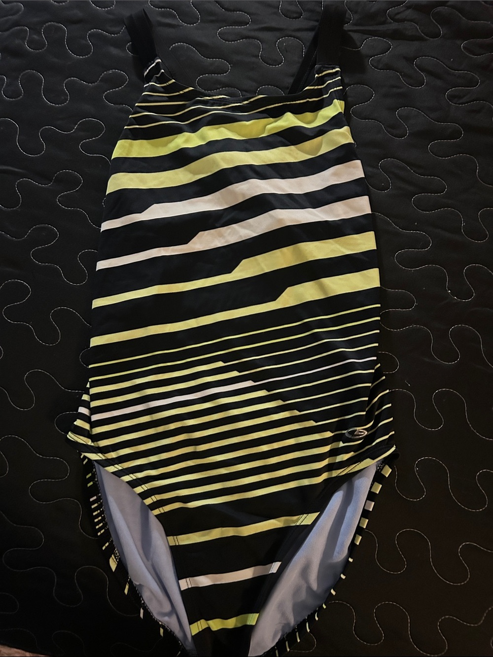 Champion Black and Lime Striped One-Piece Swimsuit